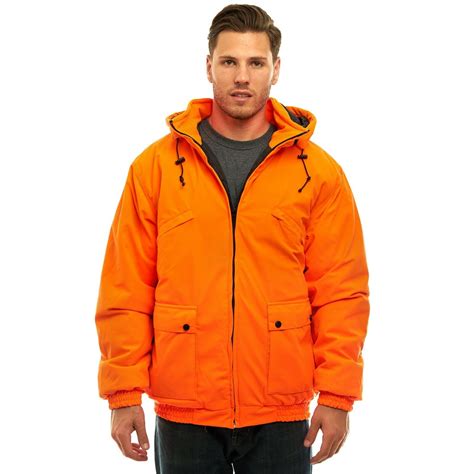 Mens Safety Blaze Orange Insulated And Waterproof Tanker Jacket Hunting