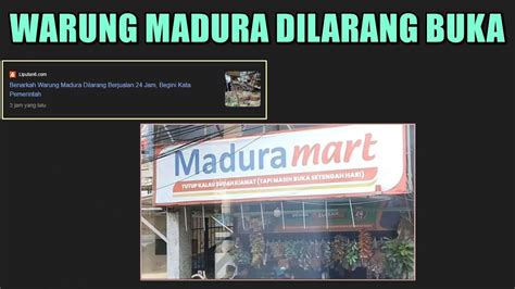 Warung Madura Akan Segera Dilarang Buka Jam Karena Mengganggu Omset