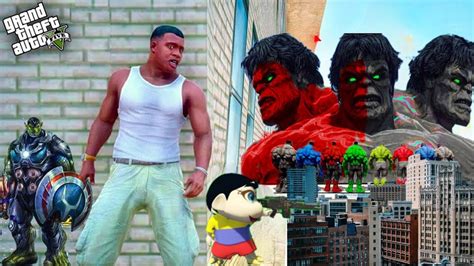 GTA 5 FRANKLIN AND SHINCHAN PLAY HIDE AND KILL GAME WITH HULK ARMY IN