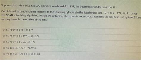 Solved Suppose That A Disk Drive Has 200 Cylinders Numbered