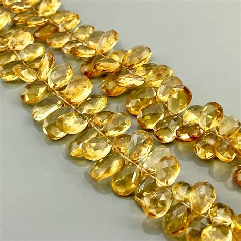 Natural Beer Quartz Mm Briolette Pear Aa Grade Gemstone Beads