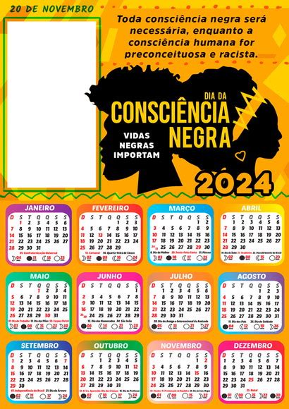 Arte Digital Calendario Consciencia Negra Mensagem Elo