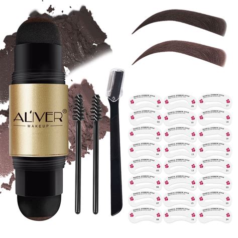 Aliver Eyebrow Stamp Eyebrow Stencil Shaping Kit One Step Natural Brow