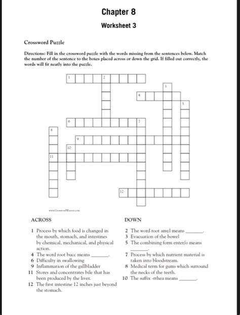 Solved Chapter Worksheet Crossword Puzzle Directions Chegg