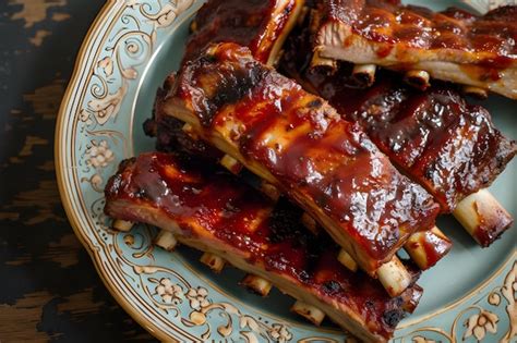 Premium Photo Tender Temptation Closeup Of Succulent Bbq Ribs In