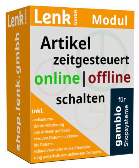 Modul Artikel Zeitgesteuert Online Offline Schalten F R Gambio Gx