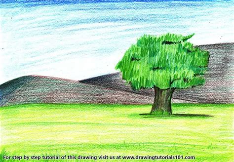 Learn How To Draw A Tree Landscape Landscapes Step By Step Drawing