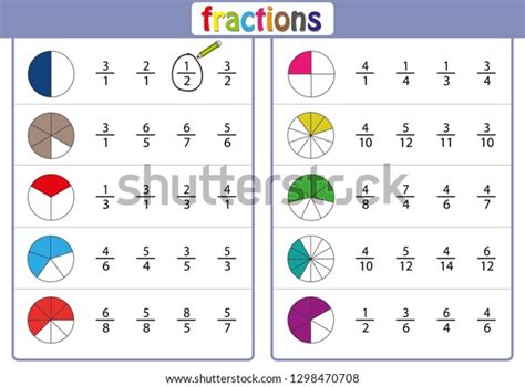 Circle Correct Fraction Mathematics Math Worksheet Vetor Stock Livre