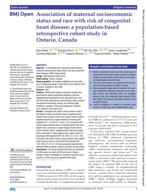 Pdf Association Of Maternal Socioeconomic Status And Race With Risk