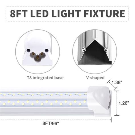 Pcs W T Ft Integrated Led Tube Light Bulbs Foot Led Shop Light