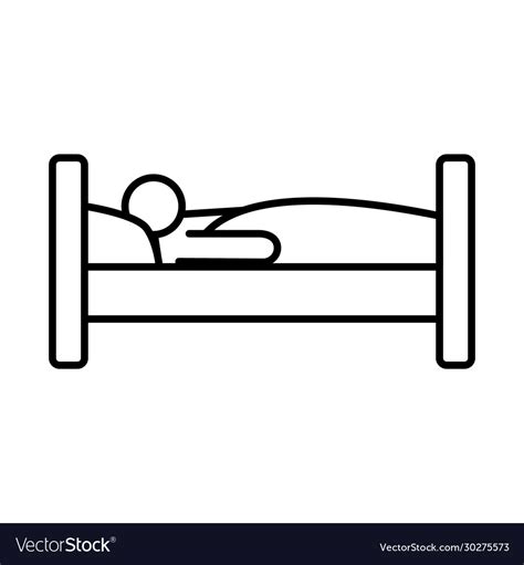 Person Sleeping In Bed Line Style Icon Royalty Free Vector