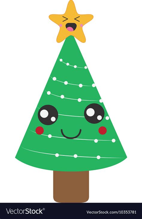 Kawaii christmas tree icon Royalty Free Vector Image