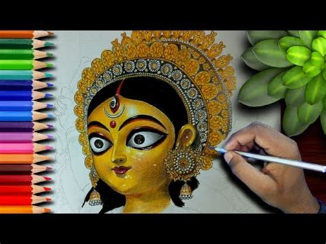 Maa Durga Drawing With Colour Pencils Durga Maa Drawing Part 1