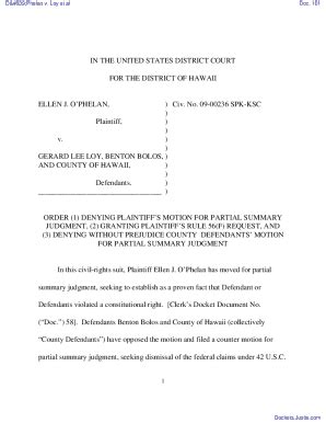 Fillable Online ORDER 1 DENYING PLAINTIFF S MOTION FOR PARTIAL