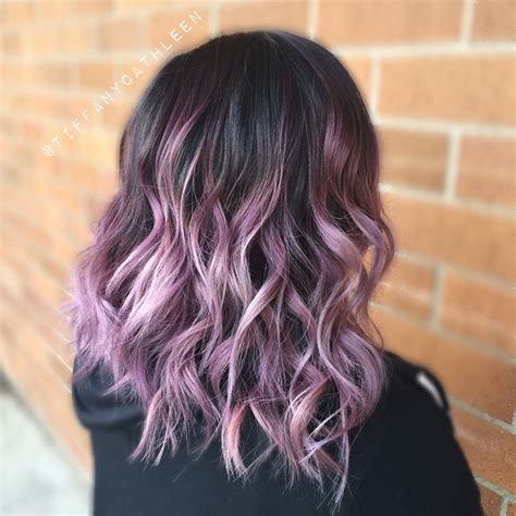 Smoky Lavender Balayage Ombr On A Wavy Long Bob Underlights Hair