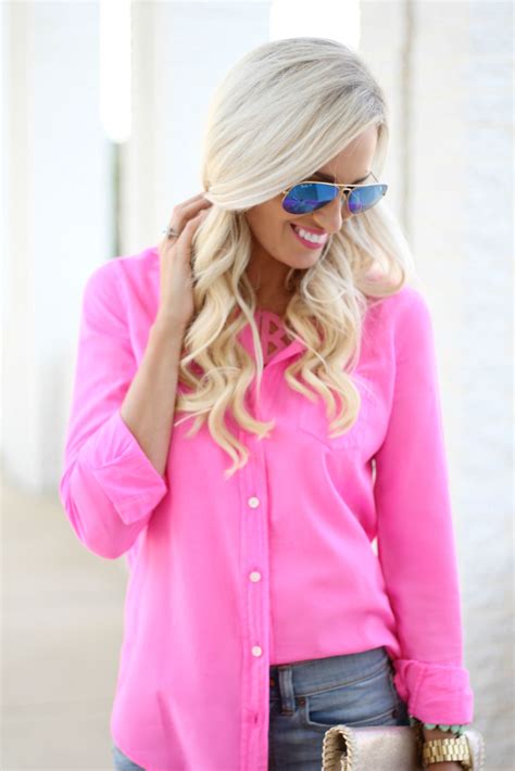 Hot Pink Button Down Shirt Mckenna Bleu
