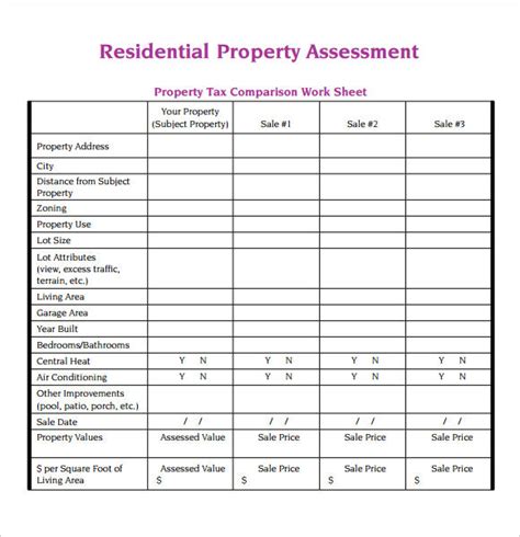 10 Sample Property Assessment Templates To Dowload Sample Templates