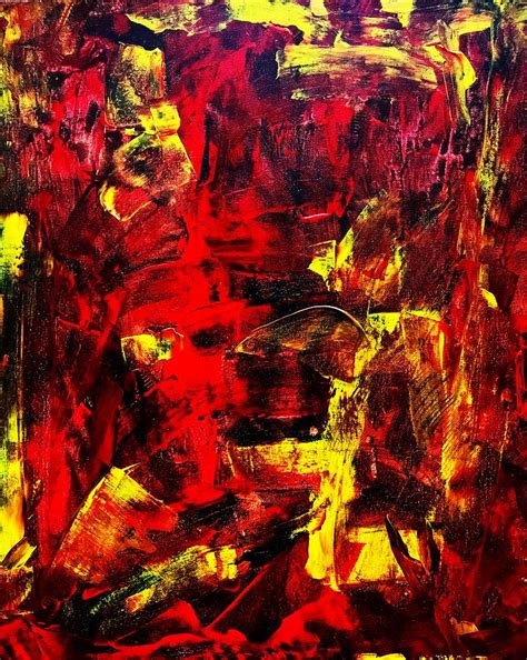 Abstract painting in red and yellow, and black Painting by Afonso ...