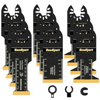 Besdiyart 12 Stück Titan Beschichtung Oszillierende Sägeblätter 28mm