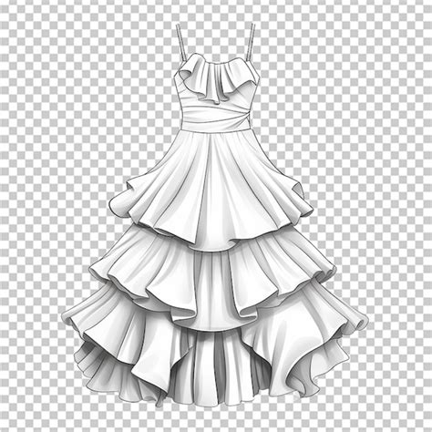 Vestido De Mujer Volantes Moda Boceto Plano Ilustraci N Vectorial