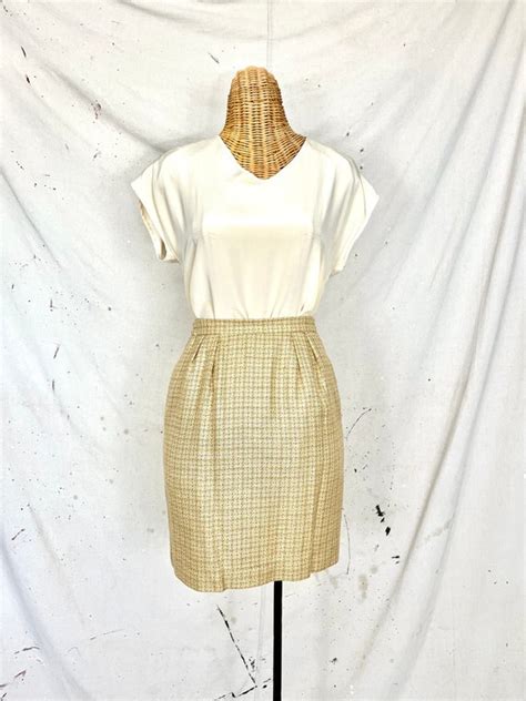 Vintage 60s Plaid Pencil Skirt Xs Gem