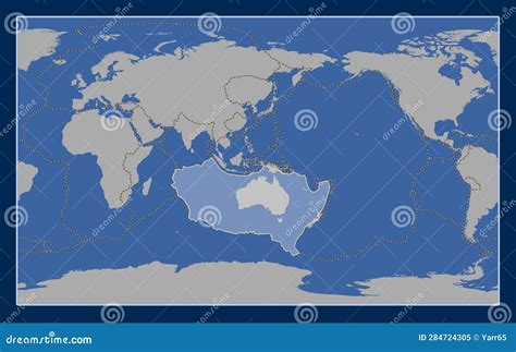 Australian Tectonic Plate Contour Compact Miller Boundaries Stock