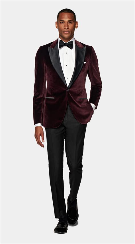 Burgundy Lazio Dinner Jacket Cotton Blend Velvet Single Breasted