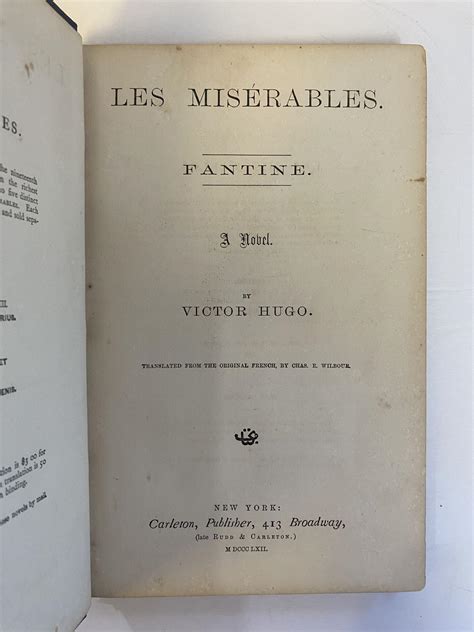 Les Miserables [five Volumes] By Hugo Victor Wilbour Charles E [translator] Hardcover 1862