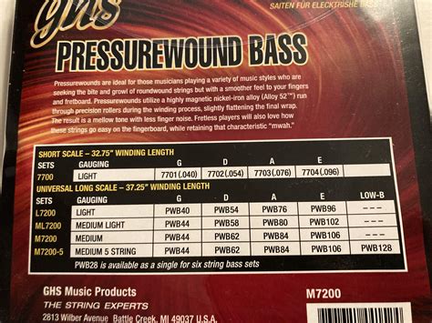 Sold 2 Sets Brand New Ghs Pressure Wound Bass Strings