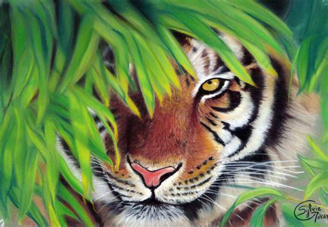 Tigre Aux Pastels Secs Dessin Pastel Sec Peinture