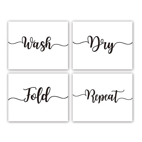 Buy Funny Laundry Room Signs Wash Dry Fold Repeat Typography Wall Art