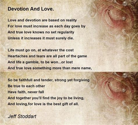 Devotion And Love Devotion And Love Poem By Jeff Stoddart