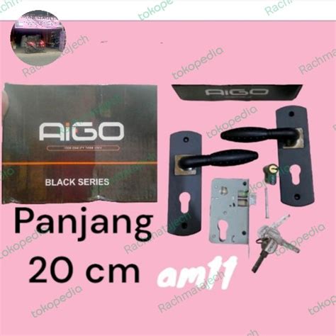 Jual Kunci Pintu Tanggung Black Series AIGO Am11 Gagang Bulat Pjg Plat