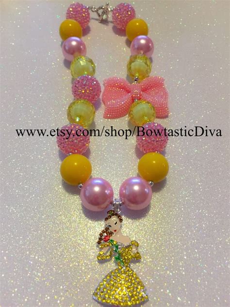 Items similar to Belle Necklace, Princess Belle Necklace, Disney Princess Belle Necklace, Beauty ...