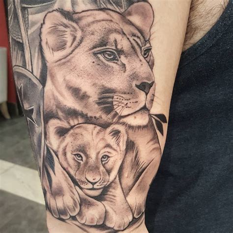 Mama Lion And Cub Tattoo