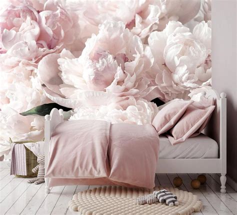 Tender Peony Wallpaper Floral Wallcovering Dramatic Floral Etsy In