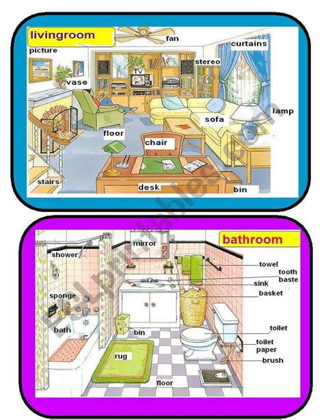 Rooms Esl Worksheet By Alaouiali