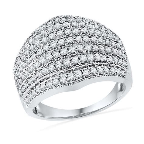 1 Ct T W Diamond Multi Row Anniversary Band In 10k White Gold Anniversary Rings Wedding