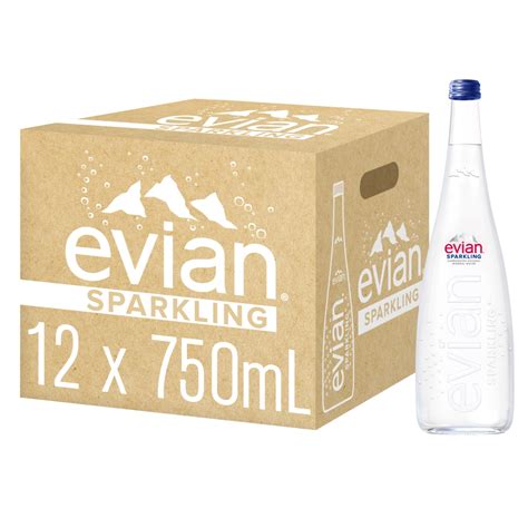 Evian Sparkling Natural Mineral Water Glass 12 X 750ml Glass The