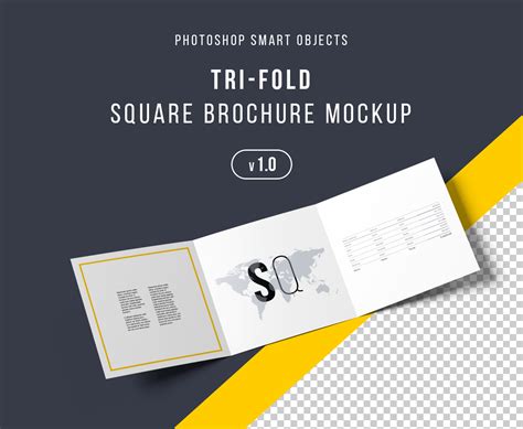 Square Tri Fold Brochure Mockup