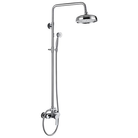 Gotonovo Chrome Polish Shower Fixture Exposed Pipe Shower System Brass