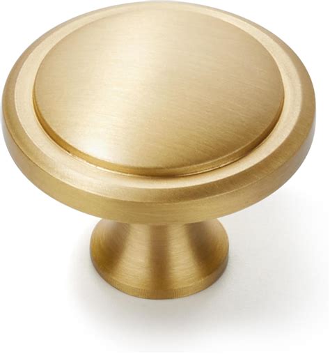 Cosmas 10 Pack 5560bb Brushed Brass Cabinet Hardware Round Knob 1 14 Diameter