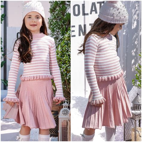 Conjunto Infantil Feminino Pituchinhus Rosé Tricot Blusa Manga Longa