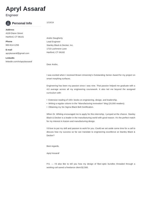 How To Write An Internship Cover Letter Examples