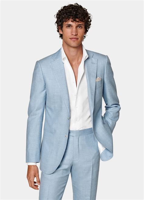 Light Blue Tailored Fit Lazio Suit In Wool Silk Linen SUITSUPPLY