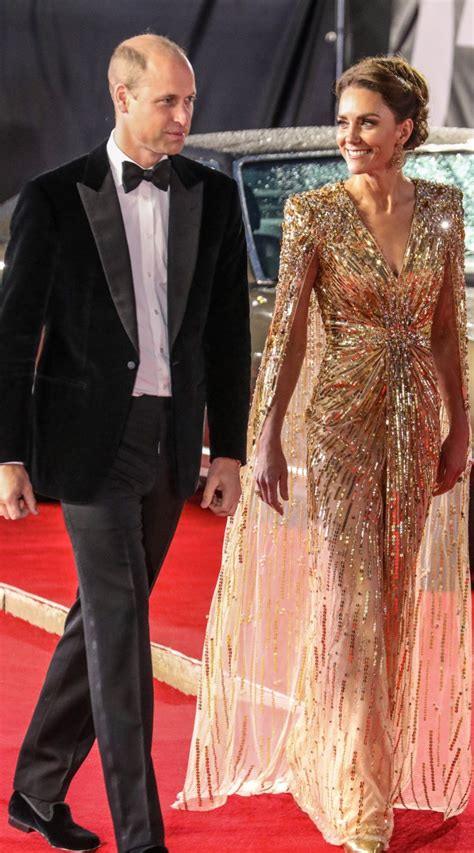 Kate Middleton Stuns At James Bond Premiere In Gold Dress