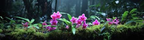 Premium AI Image | a group of pink flowers on moss