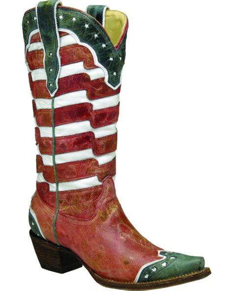 Corral Womens American Flag Cowgirl Boots Snip Toe Country Outfitter