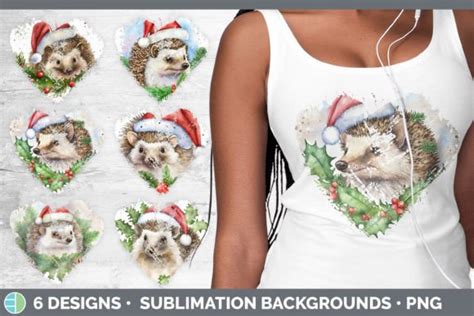 Santa Hedgehog Christmas Heart Distresse Graphic By Enliven Designs