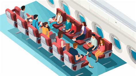 Airplane Interior With Passengers Isometric View Premium Ai Generated Vector